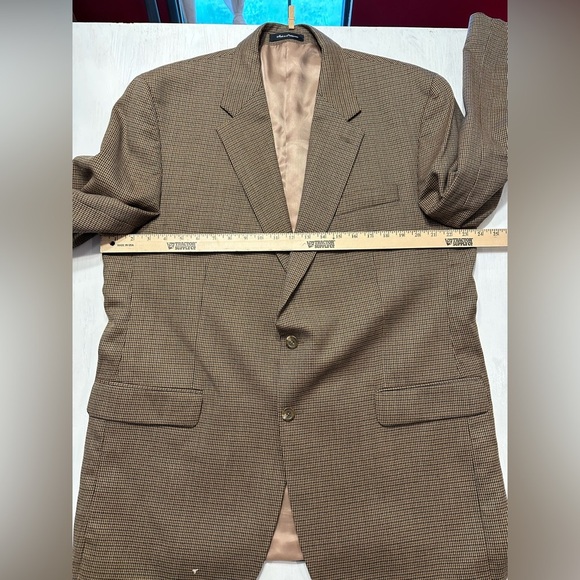 Lauren Ralph Lauren Men’s Wool Blazer 46L Brown Houndstooth Check Sport Coat - Picture 4 of 11